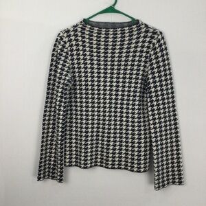 Ann Taylor Houndstooth Sweater womens size XS navy and cream color